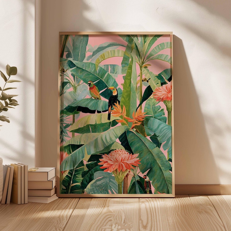Home Decor Trends - 1 Buah Poster Kanvas Tropis Retro,