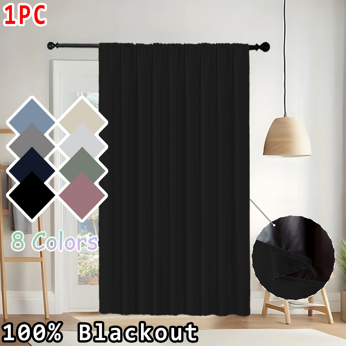 Blackout Curtains - 1 Buah Tirai Blackout 100% Warna