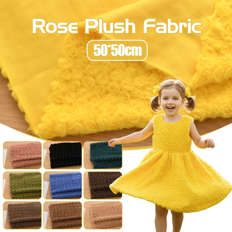 Home Decor Fabric - Kain Bulu Kelinci Imitasi Pola Mawar