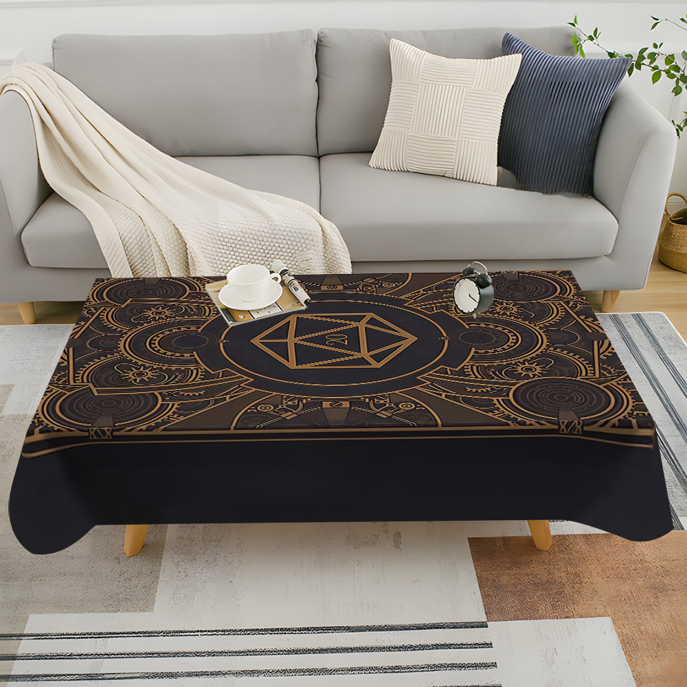 Home Decor Fabric - Taplak Meja Pola Gigi Emas Hitam