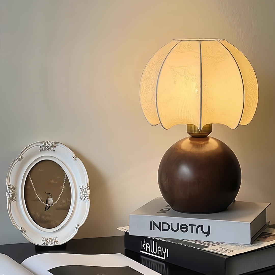 Home Decor Living - Lampu meja bermotif bunga vintage, lampu