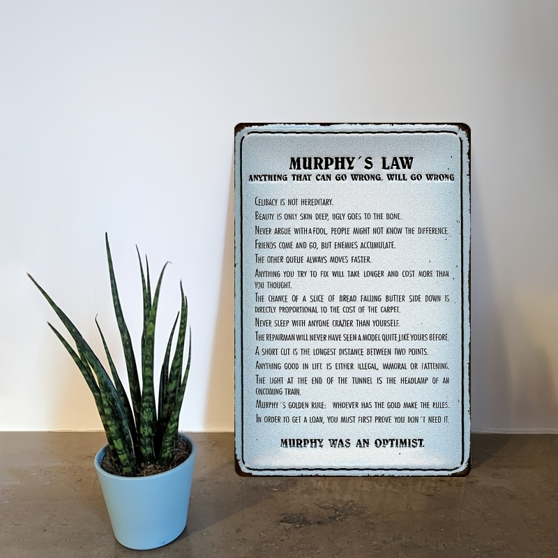 Home Decor Quotes Ideas - Tanda Logam Hukum Murphy - Seni