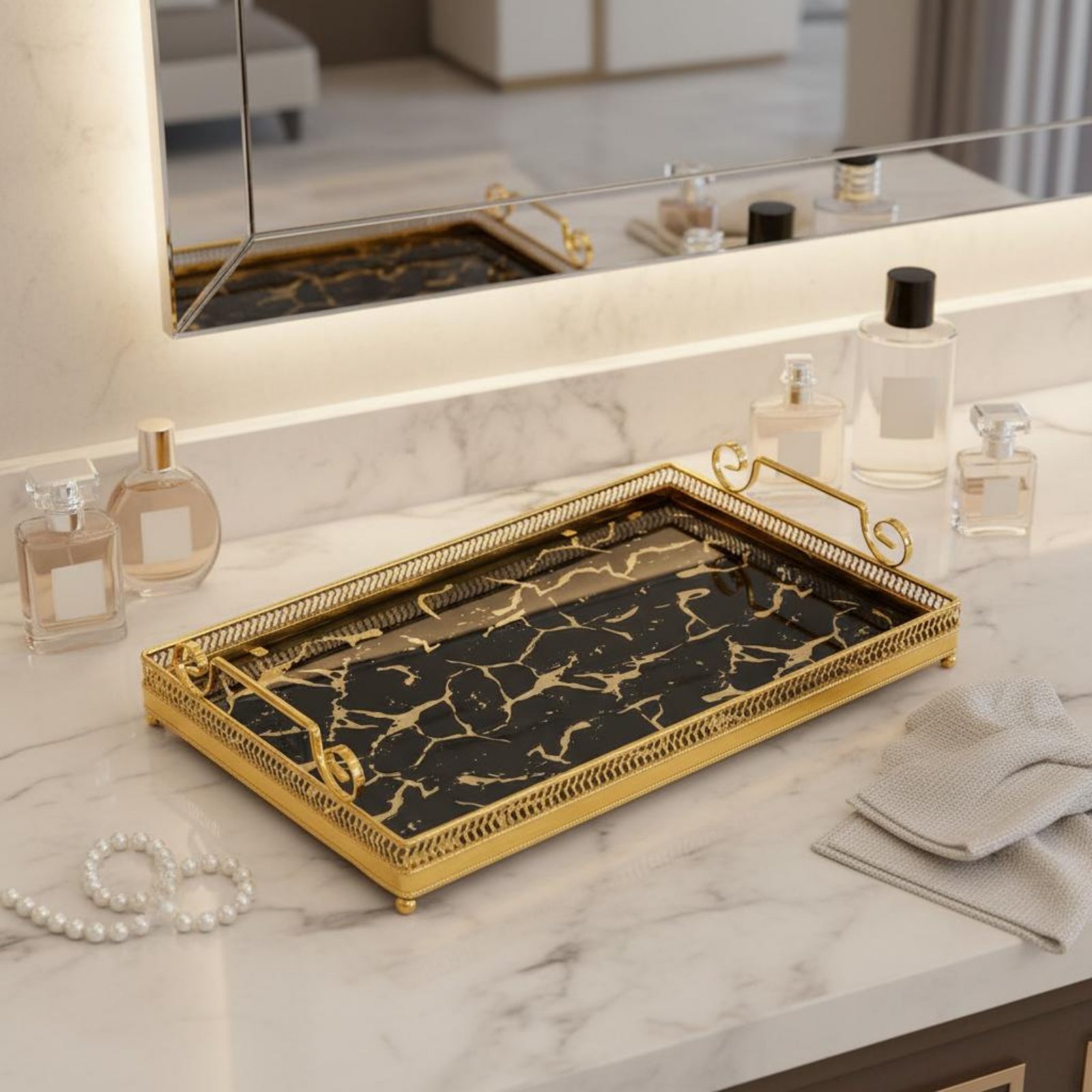 Vanity Home Decor - Nampan Cermin Dekoratif Desain Nordik Nampan