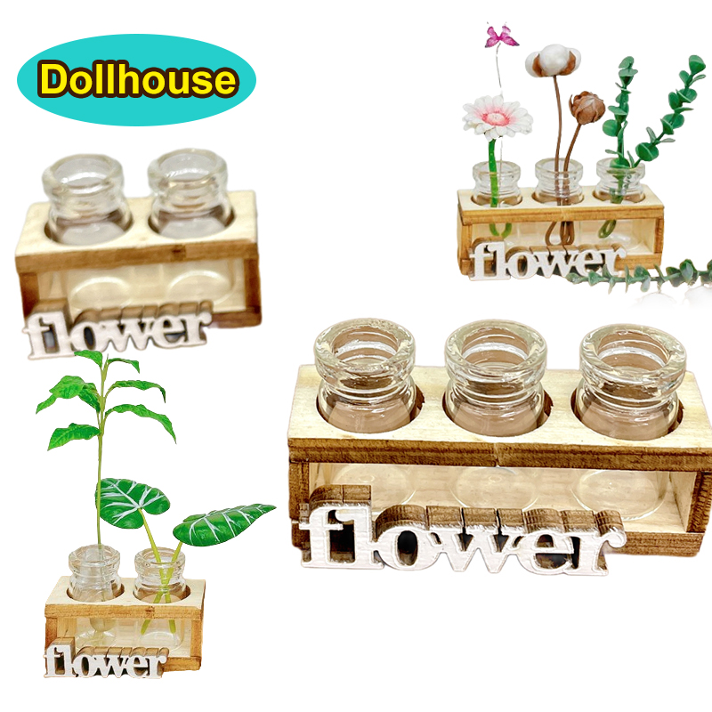 Home Decor Flowers - 1Set 1:12 Rumah Boneka Miniatur Hidroponik