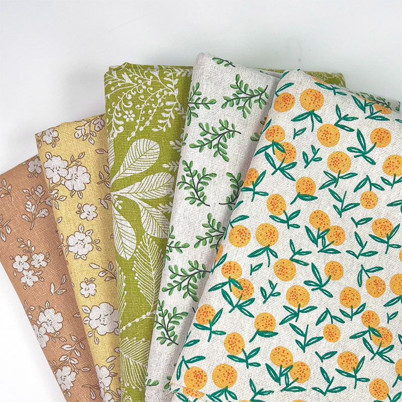 Home Decor Fabric - Kain Katun Linen Campuran Motif Bunga