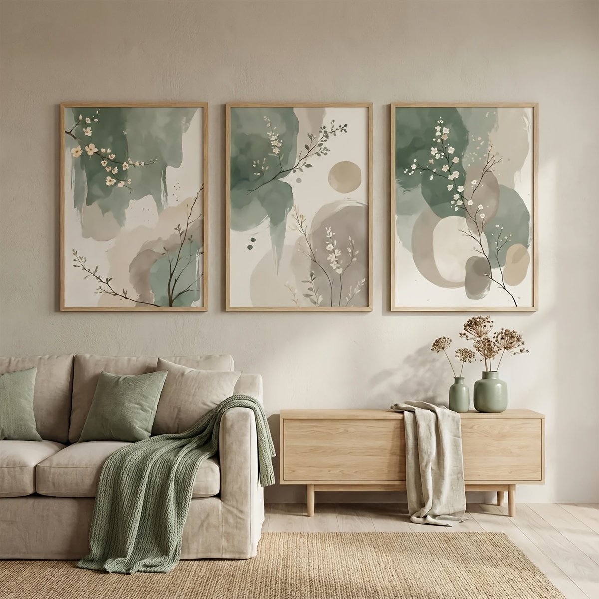 3 Buah Poster Kanvas Daun Hija - Home Decor Trends ulasan dan harga
