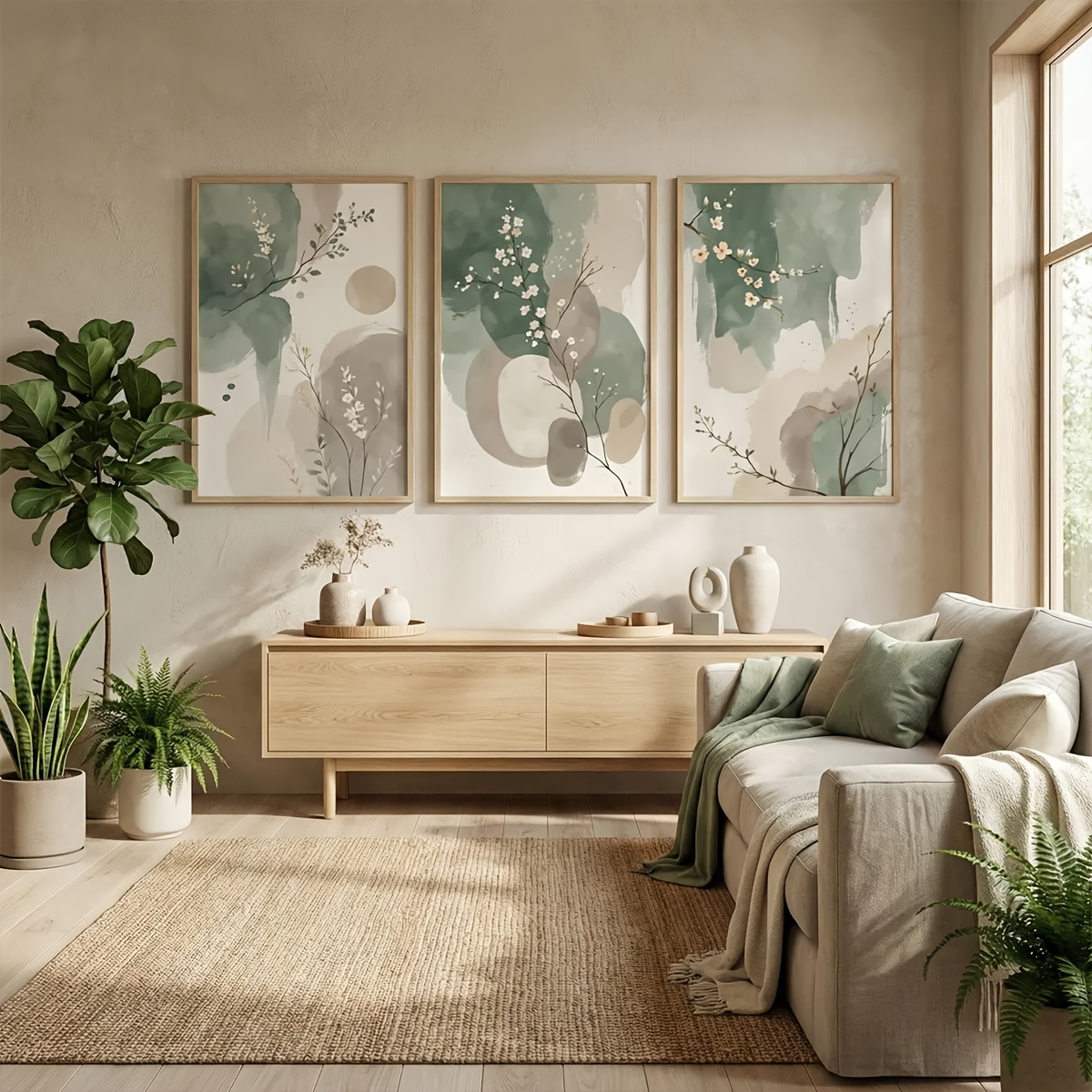 3 Buah Poster Kanvas Daun Hija - Home Decor Trends ulasan dan harga