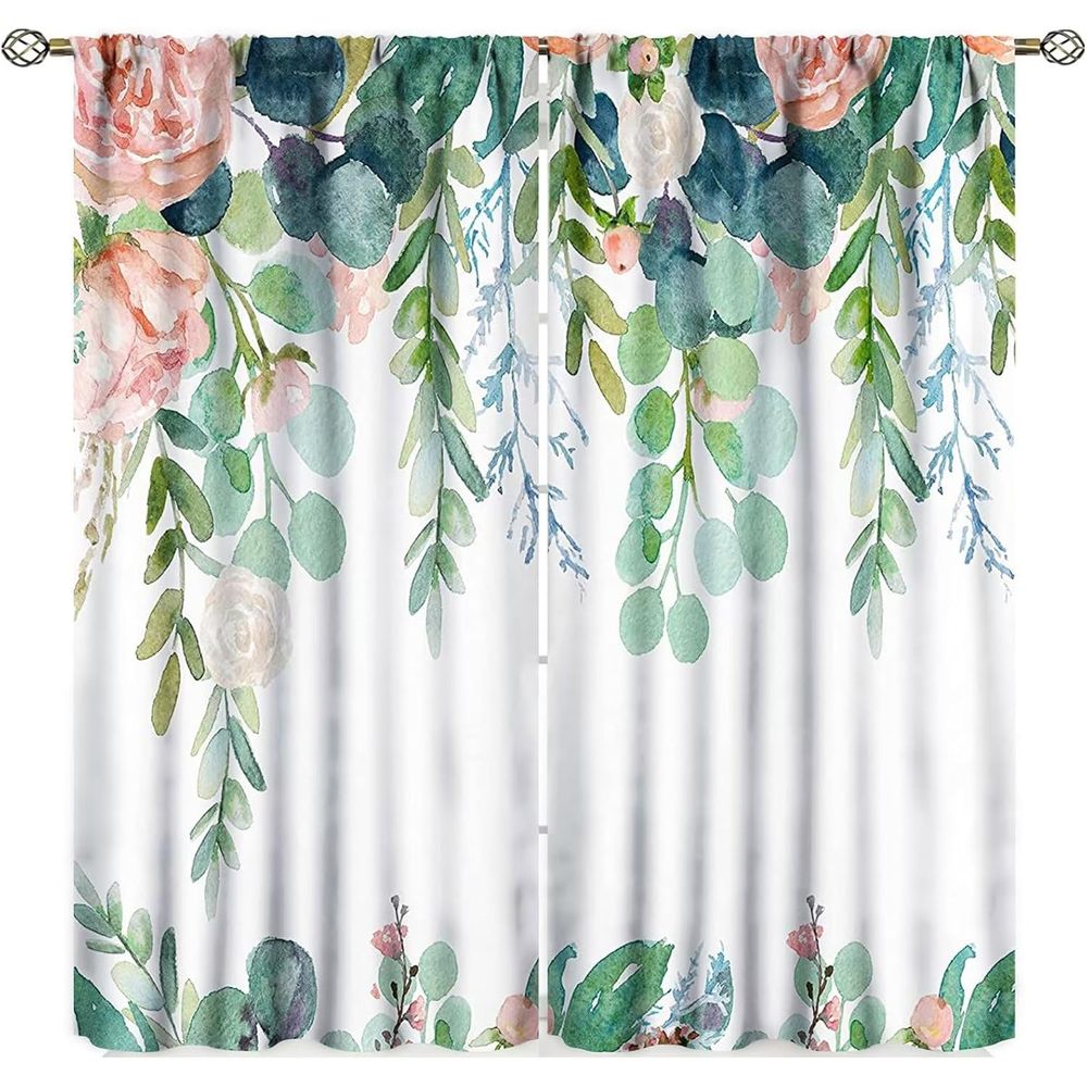 Tirai Motif Daun Hijau dan Bun - Blackout Curtains ulasan dan harga