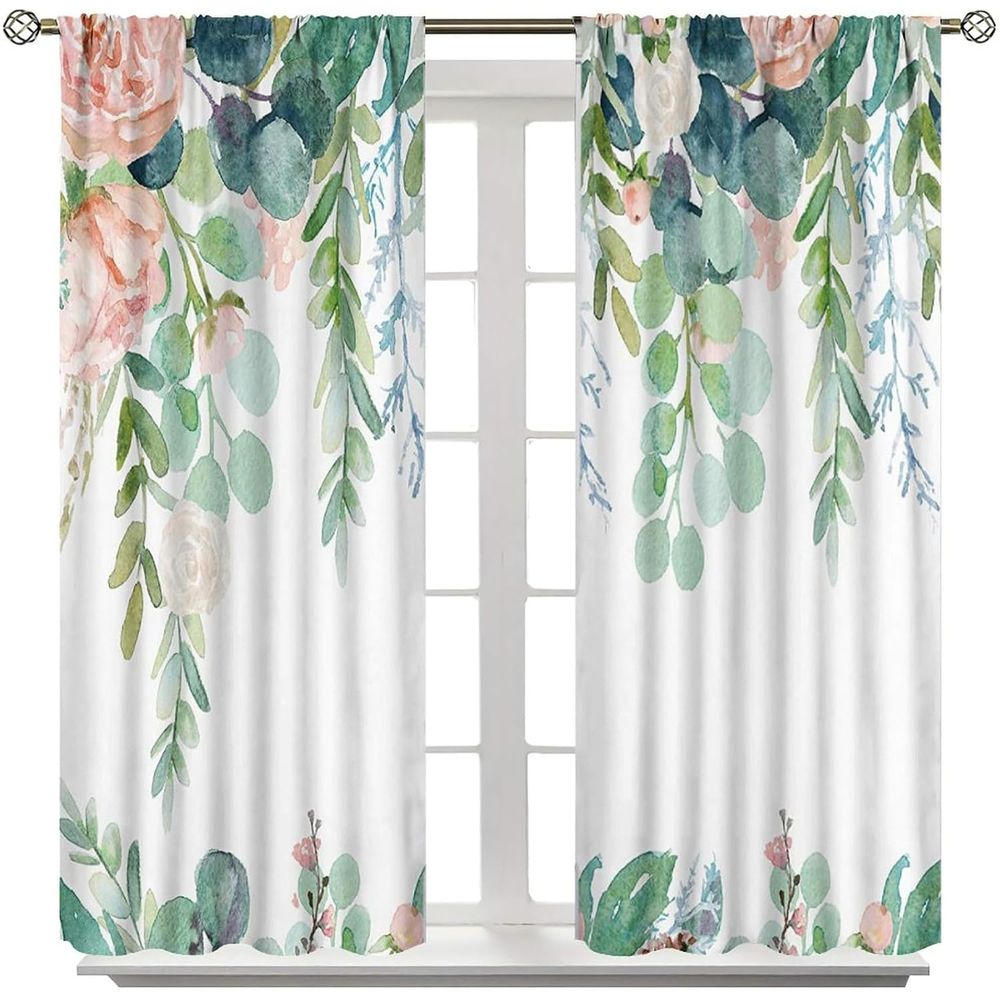Tirai Motif Daun Hijau dan Bun - Blackout Curtains ulasan dan harga