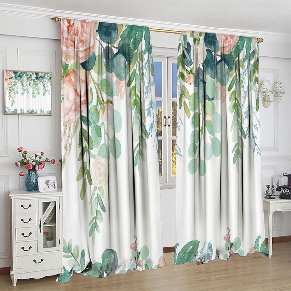 Tirai Motif Daun Hijau dan Bun - Blackout Curtains ulasan dan harga