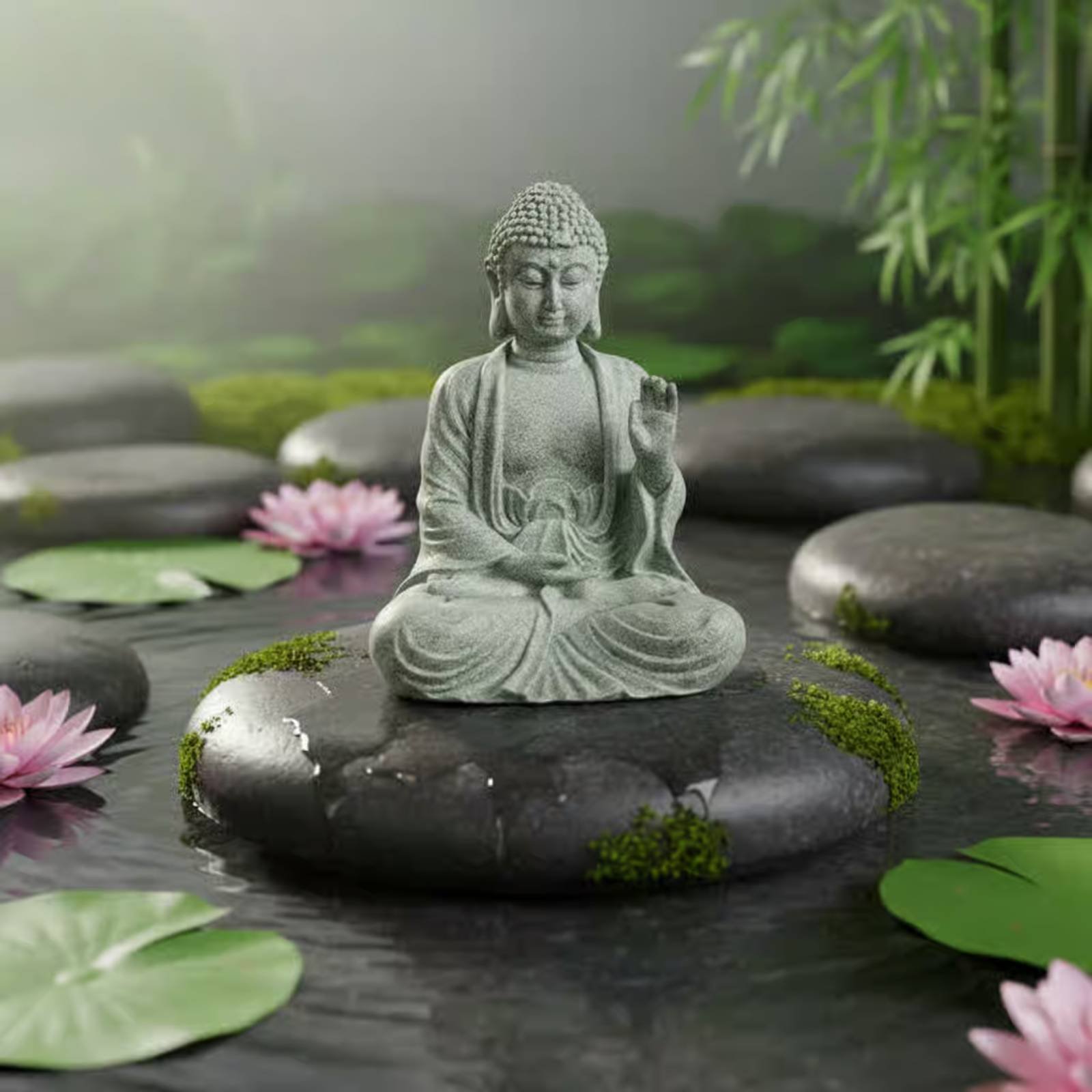 3 Buah Set Patung Buddha Batu  - Home Decor Zen ulasan dan harga