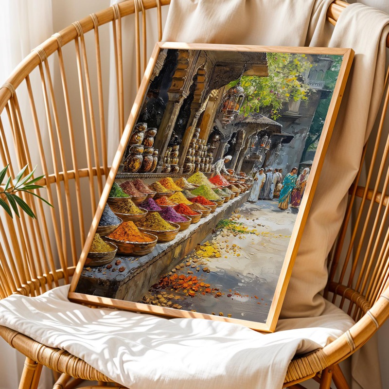 Lukisan Cat Air Pasar Jalanan  - Home Decor Karachi ulasan dan harga