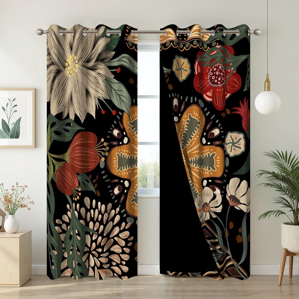 Tirai Blackout Motif Botani un - Blackout Curtains ulasan dan harga