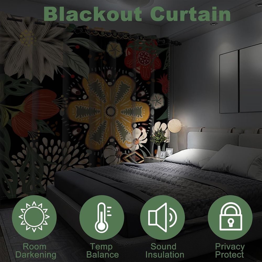 Tirai Blackout Motif Botani un - Blackout Curtains ulasan dan harga