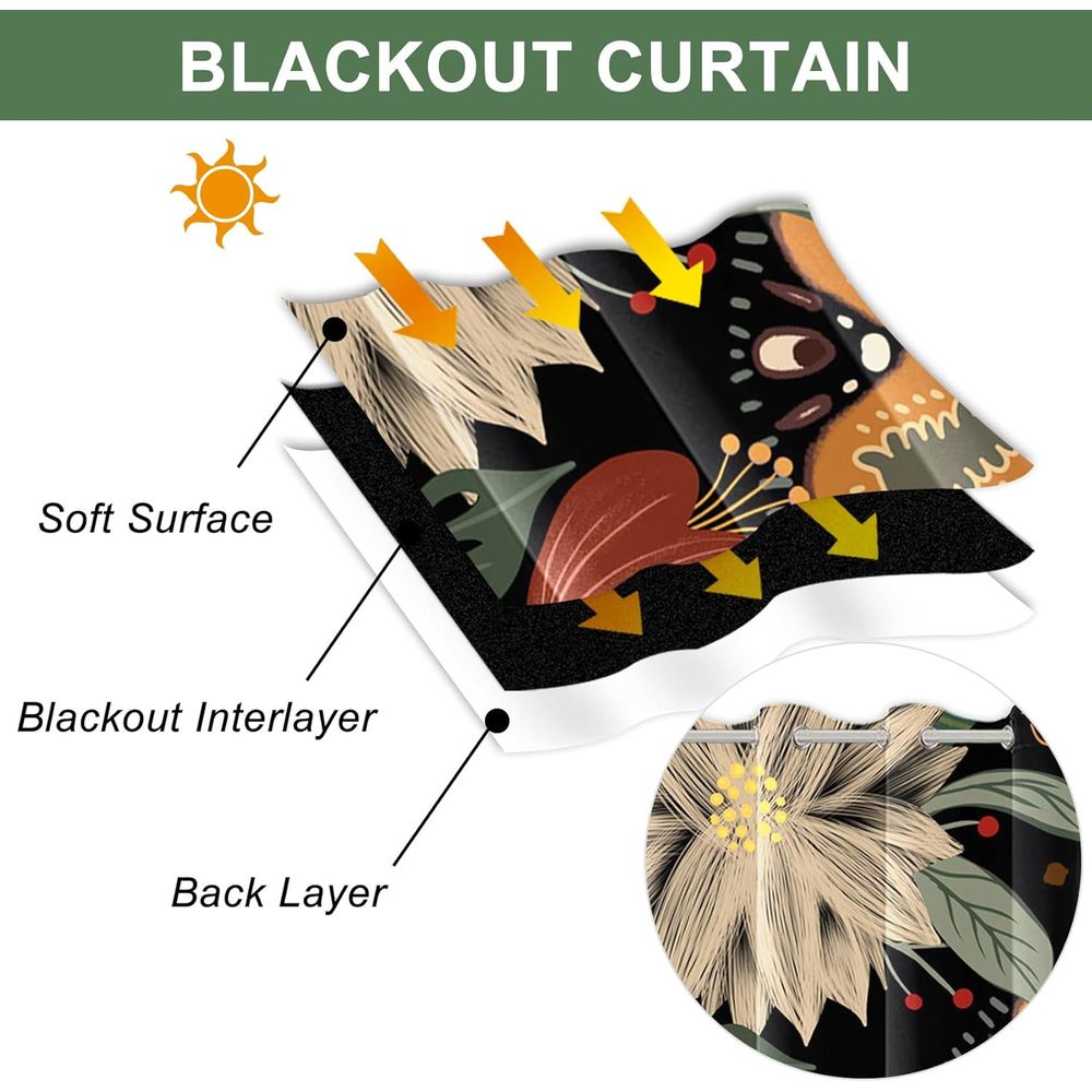 Tirai Blackout Motif Botani un - Blackout Curtains ulasan dan harga