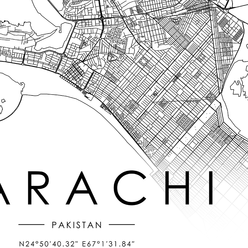 Poster Peta Kota KARACHI Peta  - Home Decor Karachi ulasan dan harga