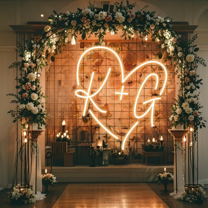 Tanda Neon LED Hati Inisial Ku - Home Decor Ideas ulasan dan harga