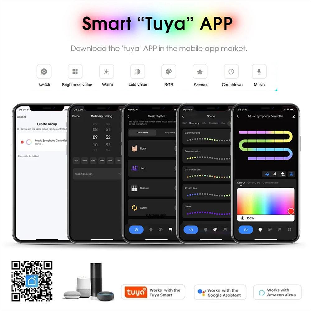 Tuya WiFi WS2811 RGBIC COB LED - Home Decor App Free ulasan dan harga