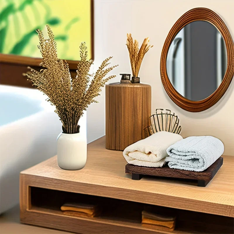 Nampan kamar mandi kayu Retro, - Vanity Home Decor ulasan dan harga