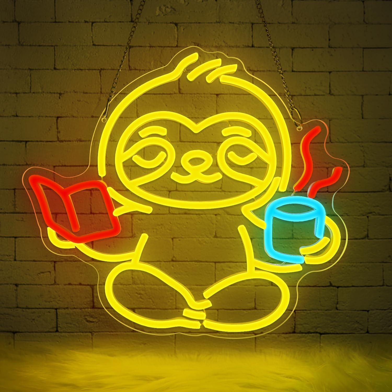 Lampu LED USB Neon Sign Sloth  - Home Decor Living ulasan dan harga