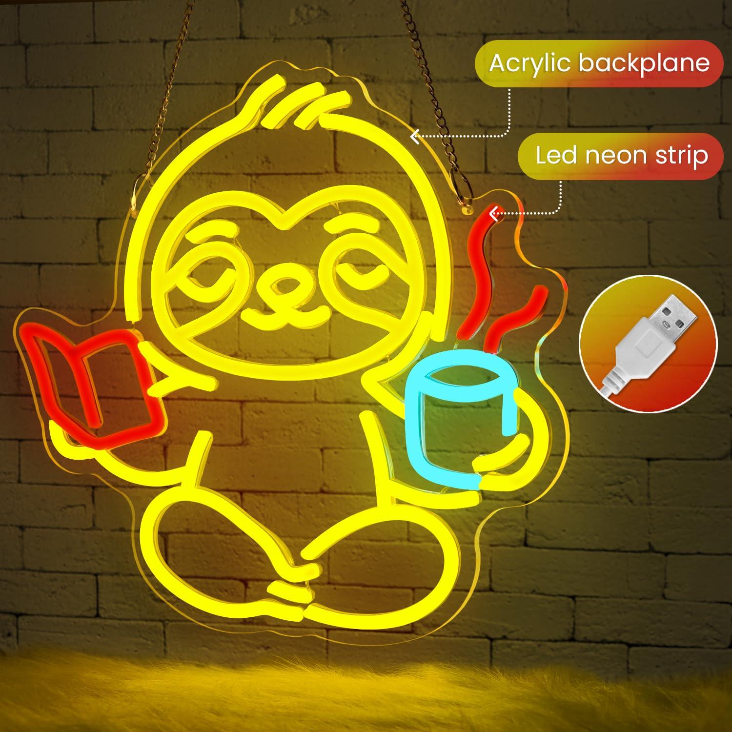 Lampu LED USB Neon Sign Sloth  - Home Decor Living ulasan dan harga